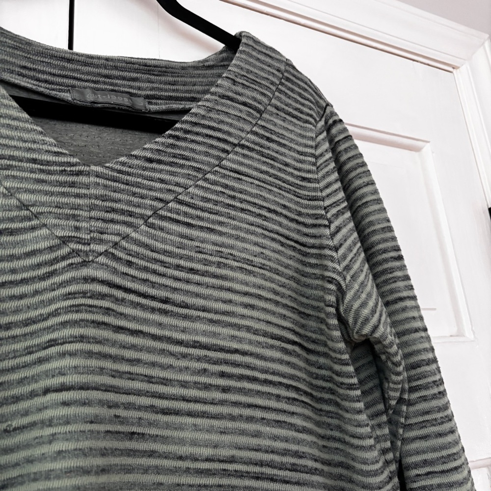 Cut Loose Green Striped V-Neck Tunic Top Shirt Blouse Boxy Lagenlook Size Large - Picture 7 of 13